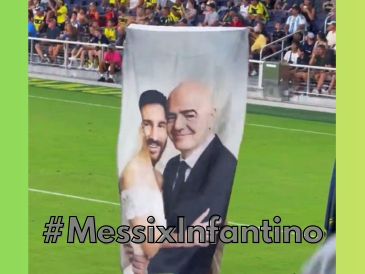 El momento fue celebrado por las y los aficionados que se encontraban en el estadio para el partido Inter Miami vs Nashville y se volvió rápidamente viral. ESPECIAL / X