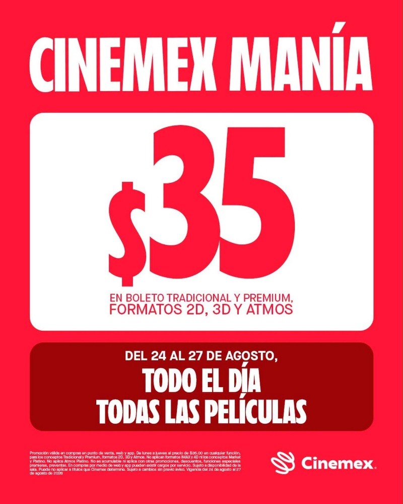 ESPECIAL/ FACEBOOK/ Cinemex.