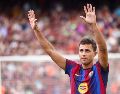 El centrocampista del Barcelona Rodri en la presentación previa al partido de su equipo ante el Al Ahly, correspondiente al Trofeo Joan Gamper. EFE/Q. García