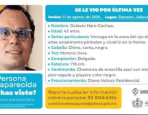 Octavio Haro de 43 años, visto por ultima vez el pasado 11 de agosto en el fraccionamiento Diana Natura, en Zapopan. CORTESÍA