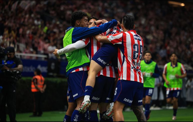 Chivas celebra la victoria sobre Tijuana. El Rebaño no anotaba cinco goles en un partido desde el Apertura 2024. EL INFORMADOR/J. Acosta
