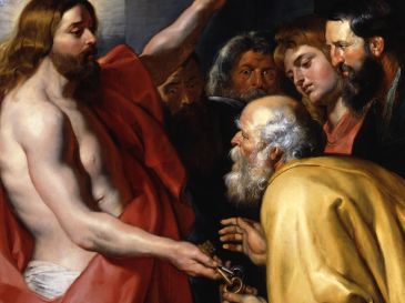 "Tú eres Pedro y sobre esta piedra edificaré mi Iglesia". WIKIPEDIA/"Cristo dando las llaves a San Pedro", de Rubens