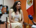 La secretaria de Cultura de México, Claudia Curiel de Icaza, habla durante una entrevista con EFE, en la embajada de México en Los Ángeles. EFE/ Omar Alonso