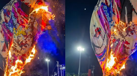 De acuerdo con la información disponible, el globo tenía una altura aproximada de 12 metros y pertenecía a artesanos provenientes de Guanajuato. ESPECIAL