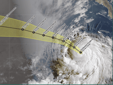 Actualmente se ubica a unos 860 kilómetros del sureste de Cabo San Lucas en Baja California Sur. ESPECIAL / SERVICIO METEOROLÓGICO NACIONAL