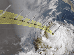 Actualmente se ubica a unos 860 kilómetros del sureste de Cabo San Lucas en Baja California Sur. ESPECIAL / SERVICIO METEOROLÓGICO NACIONAL