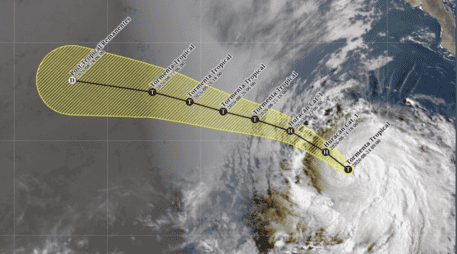 Actualmente se ubica a unos 860 kilómetros del sureste de Cabo San Lucas en Baja California Sur. ESPECIAL / SERVICIO METEOROLÓGICO NACIONAL