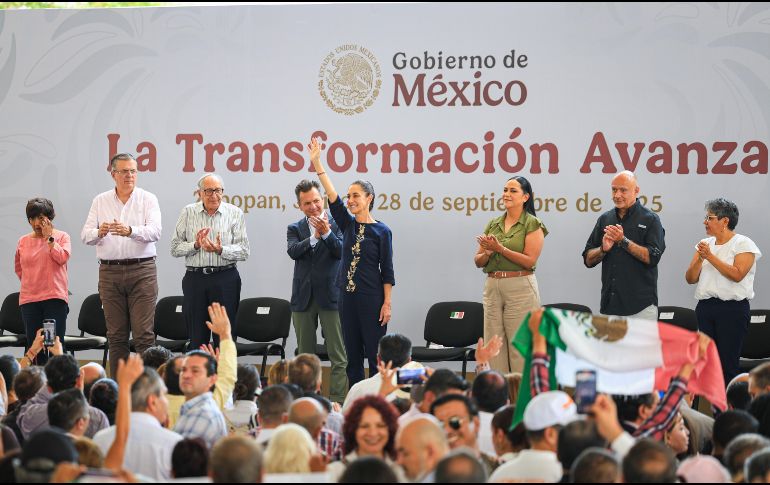 Imagen de archivo de Sheinbaum acompañada de su gabinete y el Gobernador de Jalisco, Pablo Lemus, durante la presentación de su informe La Transformación Avanza presentado en Jalisco. EL INFORMADOR/J. Acosta