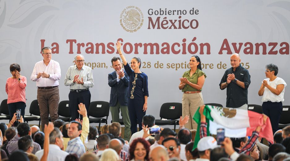 Imagen de archivo de Sheinbaum acompañada de su gabinete y el Gobernador de Jalisco, Pablo Lemus, durante la presentación de su informe La Transformación Avanza presentado en Jalisco. EL INFORMADOR/J. Acosta