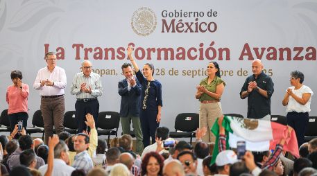 Imagen de archivo de Sheinbaum acompañada de su gabinete y el Gobernador de Jalisco, Pablo Lemus, durante la presentación de su informe La Transformación Avanza presentado en Jalisco. EL INFORMADOR/J. Acosta