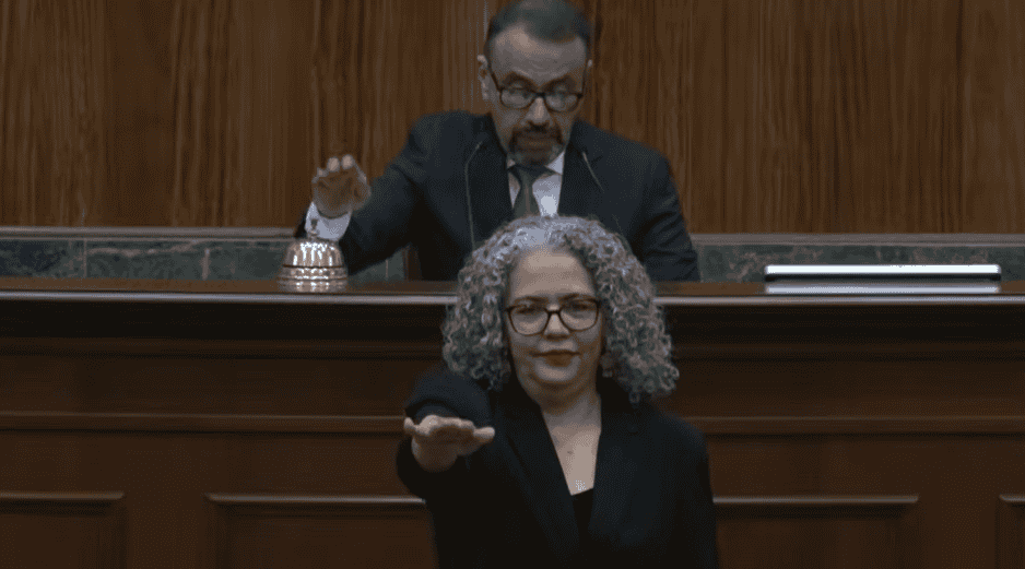 A la par de su toma de protesta en Culiacán, desde Palacio Nacional la Presidenta Claudia Sheinbaum expresó su respaldo a la designación realizada por el Congreso sinaloense. YT / Congreso Sinaloa TV