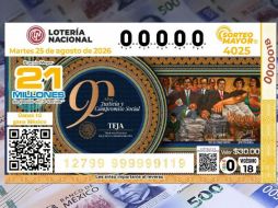 El billete del Sorteo Mayor 4025 conmemoró el 90 aniversario del Tribunal Federal de Justicia Administrativa. ESPECIAL