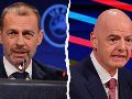 ALEKSANDER ČEFERIN Y GIANNI INFANTINO. Con la retirada del proyecto y las nuevas garantías recibidas, la UEFA levantará ahora su boicot a las competiciones FIFA. ESPECIAL / EFE