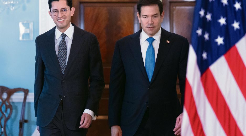 Marco Rubio tuvo su primer encuentro formal con el canciller Roberto Velasco. AP