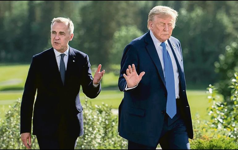 El primer ministro de Canadá, Mark Carney, junto al presidente de EU, Donald Trump.  EFE