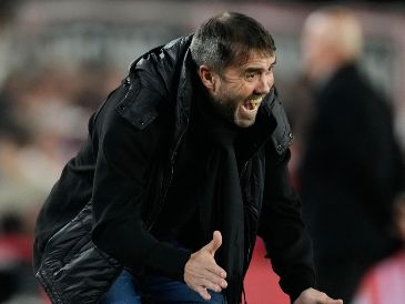 Eduardo Coudet en su último partido al frente del River Plate durante el juego de vuelta de los octavos de final de la Copa Sudamericana. AP / Gustavo Garello
