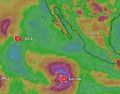 "Karina" se encuentra al sur de Baja California Sur, mientras que “Lowell” se ubica al oeste de Cabo San Lucas. ESPECIAL