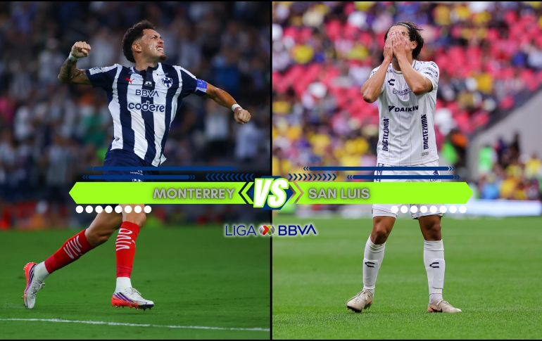 Rayados buscará aprovechar su condición de local para mantenerse en la pelea por los puestos de clasificación, mientras que los potosinos necesitan sumar para alejarse de la parte baja. ESPECIAL / IMAGO7 y CANVA
