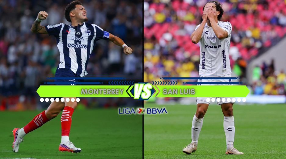 Rayados buscará aprovechar su condición de local para mantenerse en la pelea por los puestos de clasificación, mientras que los potosinos necesitan sumar para alejarse de la parte baja. ESPECIAL / IMAGO7 y CANVA