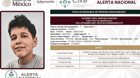 Así, el adolescente será trasladado en las próximas horas a Jalisco, donde será reintegrado con su familia y recibirá el acompañamiento correspondiente. CORTESÍA