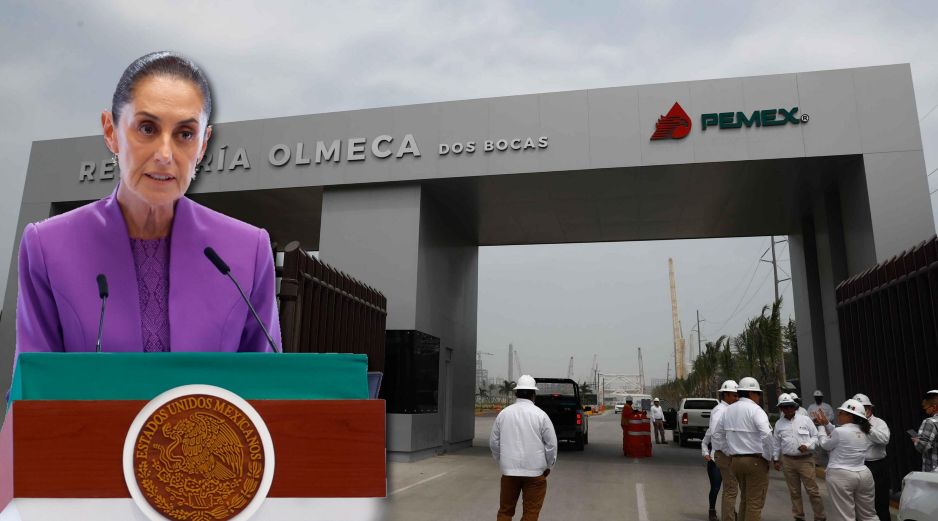 La Presidenta resaltó el papel que ha tenido la refinería Dos Bocas para enfrentar la situación del combustible a nivel mundial. SUN / ARCHIVO / EFE / Sáshenka Gutiérrez