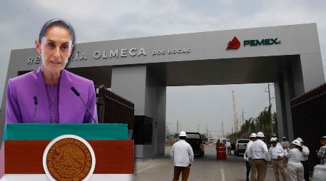 La Presidenta resaltó el papel que ha tenido la refinería Dos Bocas para enfrentar la situación del combustible a nivel mundial. SUN / ARCHIVO / EFE / Sáshenka Gutiérrez
