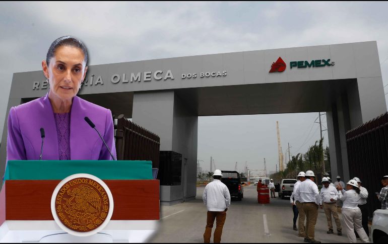 La Presidenta resaltó el papel que ha tenido la refinería Dos Bocas para enfrentar la situación del combustible a nivel mundial. SUN / ARCHIVO / EFE / Sáshenka Gutiérrez