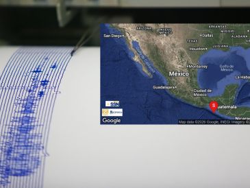 El epicentro del temblor de hoy se ubicó a 145 kilómetros al suroeste de Huixtla, Chiapas, de acuerdo con los datos técnicos proporcionados por el SSN. ESPECIAL / SSN y CANVA