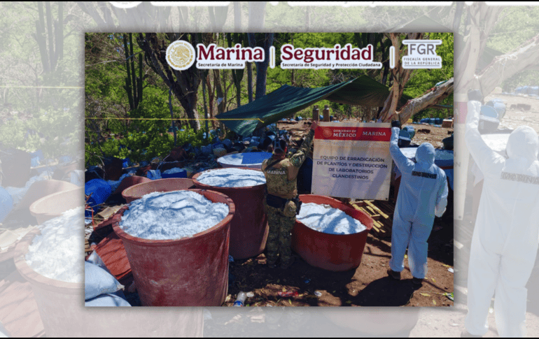 Entre los hallazgos se encuentra el segundo laboratorio de mayor capacidad asegurado en la presente administración. X / @SEMAR_mx