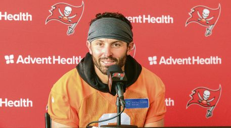 Baker Mayfield. Los Buccaneers mantienen su confianza en el quarterback con un nuevo acuerdo de tres años y 165 millones de dólares. AFP