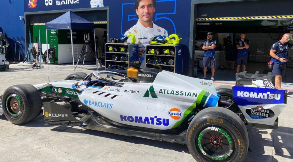 Vista del coche del piloto español Carlos Sainz ( (Williams), este jueves en el Madring, sede del Gran Premio de España, el decimocuarto del Mundial de Fórmula Uno que se disputará este fin de semana. EFE/Carlos Pérez