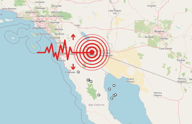 &nbsp;Sismo en Baja Califronia. ESPECIAL / SSN