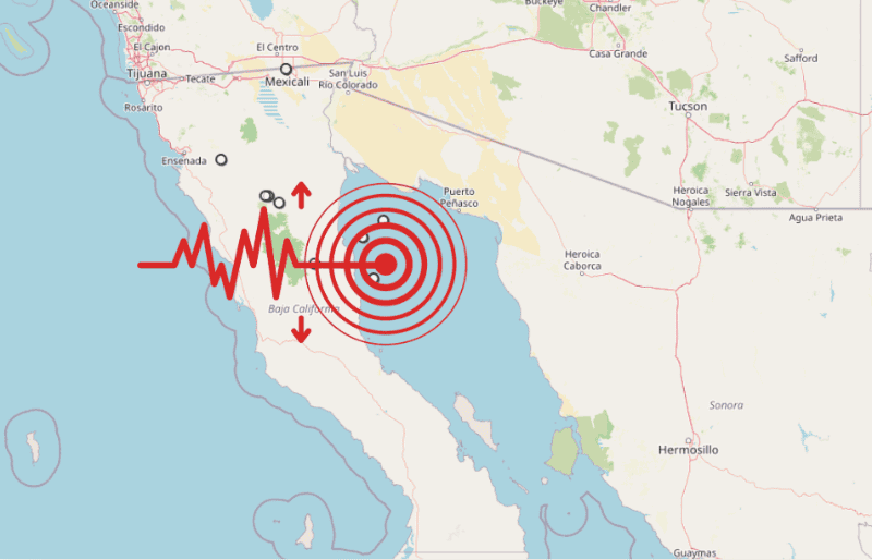 &nbsp;Sismo en Baja California. ESPECIAL / SSN