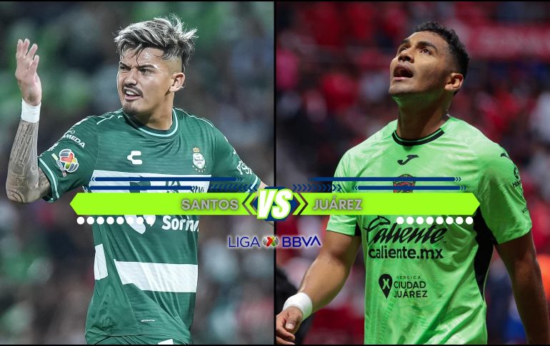 Santos y Juárez se enfrentan este domingo en el Estadio Corona por la Jornada 8 del Apertura 2026 de la Liga MX. ESPECIAL / IMAGO7 y CANVA