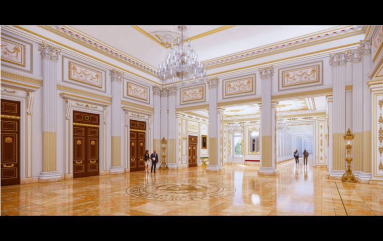 Proyección digital del salón de baile en el ala este de la Casa Blanca. ESPECIAL / Truth Social @realDonaldTrump