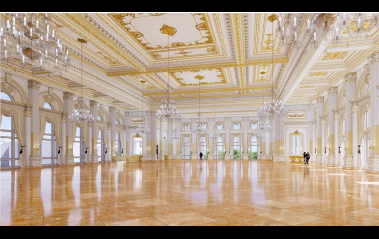 Proyección digital del salón de baile en el ala este de la Casa Blanca. ESPECIAL / Truth Social @realDonaldTrump