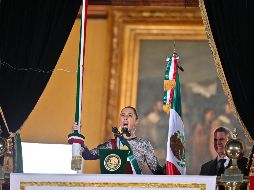 Claudia Sheinbaum Pardo protagonizó varios momentos icónicos en su primer Grito y hay mucha expectativa de lo que pasará en la segunda edición de la ceremonia. AFP/ARCHIVO