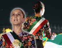 Claudia Sheinbaum lució un vestido con bordado artesanal de Juchitán, Oaxaca, elaborado por artesanas muxe, durante el Grito de Independencia 2026. EFE/J. Méndez ESPECIAL/Presidencia de México