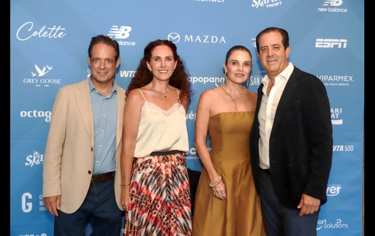 Jorge Morales, Liza Esponda, Patricia Arregui y Andrés Gómez. GENTE BIEN JALISCO / Coctel de bienvenida y ceremonia de sorteo del Guadalajara Open WTA 500