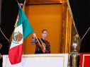 Desde Palacio Nacional, Sheinbaum salió la noche del 15 de septiembre para emitir las clásicas arengas en reconocimiento a los héroes y heroínas de la Independencia. SUN/D. Sánchez