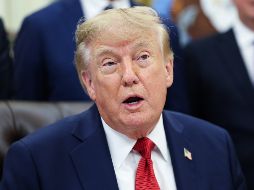 Trumpo aclaró en una rueda de prensa en el Despacho Oval que aún respalda a María Elvira Salazar aunque no está de acuerdo con ella. EFE/S. Corum