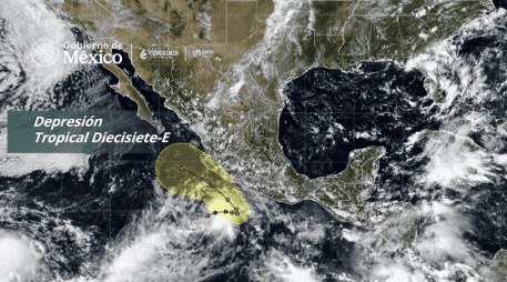 Para las 18:00 horas, el ciclón se ubicaba a unos 390 kilómetros al sur-sureste de Punta San Telmo y a 450 kilómetros al sur de Manzanillo. X / @conagua_clima