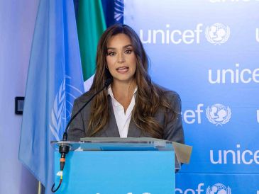 La conductora Tania Rincón durante su presentación oficial como nueva embajadora de UNICEF en México el cual buscará dar voz a las necesidades urgentes de salud, educación y alimentación de las infancias más vulnerables del país. SUN/H. Salvador