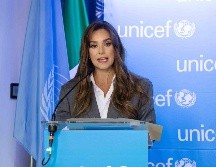 La conductora Tania Rincón durante su presentación oficial como nueva embajadora de UNICEF en México el cual buscará dar voz a las necesidades urgentes de salud, educación y alimentación de las infancias más vulnerables del país. SUN/H. Salvador