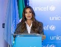 La conductora Tania Rincón durante su presentación oficial como nueva embajadora de UNICEF en México el cual buscará dar voz a las necesidades urgentes de salud, educación y alimentación de las infancias más vulnerables del país. SUN/H. Salvador