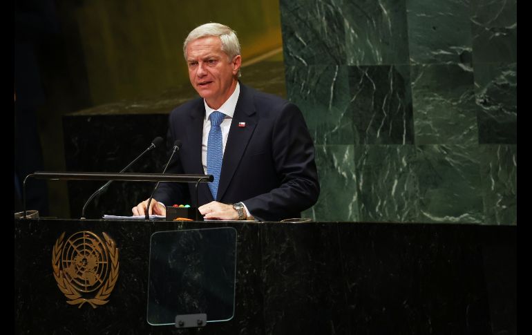 El presidente de Chile, José Antonio Kast, interviene en la Asamblea General de las Naciones Unidas en la sede de la ONU. AP/H. Khalifa