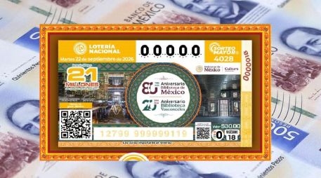 El billete del Sorteo Mayor 4028 conmemoró el 80 aniversario de la Biblioteca de México y el aniversario 20 de la Biblioteca Vasconcelos. X/lotenal