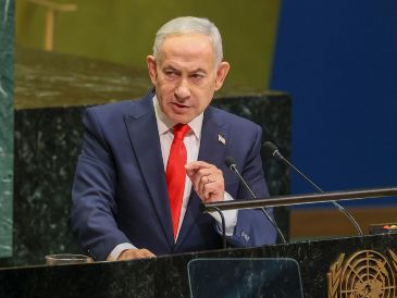 La protesta diplomática coincidió con una movilización convocada en distintos puntos de Nueva York, al igual que otros años, contra la presencia del líder israelí en la ciudad. EFE/EPA/S. Yenesel