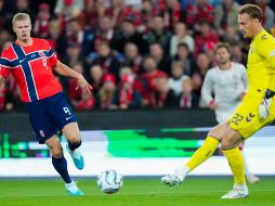 Haaland firmó a los setenta y cuatro minutos el gol de la victoria para los locales. EFE /  F. VARFJELL 