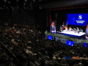 El alcalde de Chapala, Alejandro Aguirre, brindó su quinto informe de gobierno este jueves. EL INFORMADOR/J. Acosta